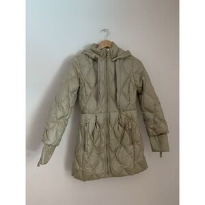 VTG Juicy Couture Iridescent Gold Quilted Puffer Coat Sz S Y2K Mob Wife Glam